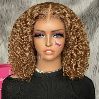 【NEW】ISEE HAIR Honey Brown Kinky Curly Wig – 9X6 M-Cap Wear & Go Glueless Human Hair Wig with Invisifit Strap,Pre-Cut Lace & Pre-Plucked Hairline Beginner Friendly Natural Volume Curly Lace Front Wig Summer Hairstyles#Summerwins #Dealsforyoudays Campinges