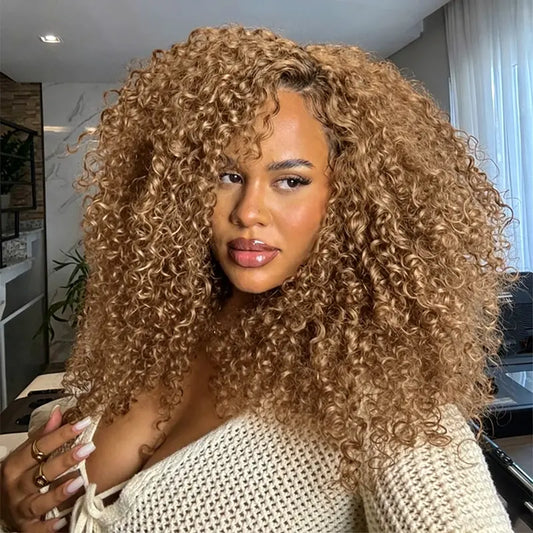 【NEW】ISEE HAIR Honey Brown Kinky Curly Wig – 9X6 M-Cap Wear & Go Glueless Human Hair Wig with Invisifit Strap,Pre-Cut Lace & Pre-Plucked Hairline Beginner Friendly Natural Volume Curly Lace Front Wig Summer Hairstyles#Summerwins #Dealsforyoudays Campinges