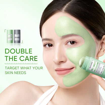 SKINTIFIC Mugwort & Volcano Clay Stick Twin Combo - Glycolic Acid & Salicylic Acid Exfoliating Duo - Gentle Non-Drying Clay Mask Sticks