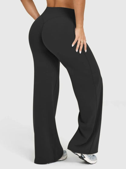 Women'S Two-Piece Set Long Sleeve Top + High Waist Wide Leg Pants, Breathable Sports, Yoga Gym Running, Spring Summer Fitness Wear