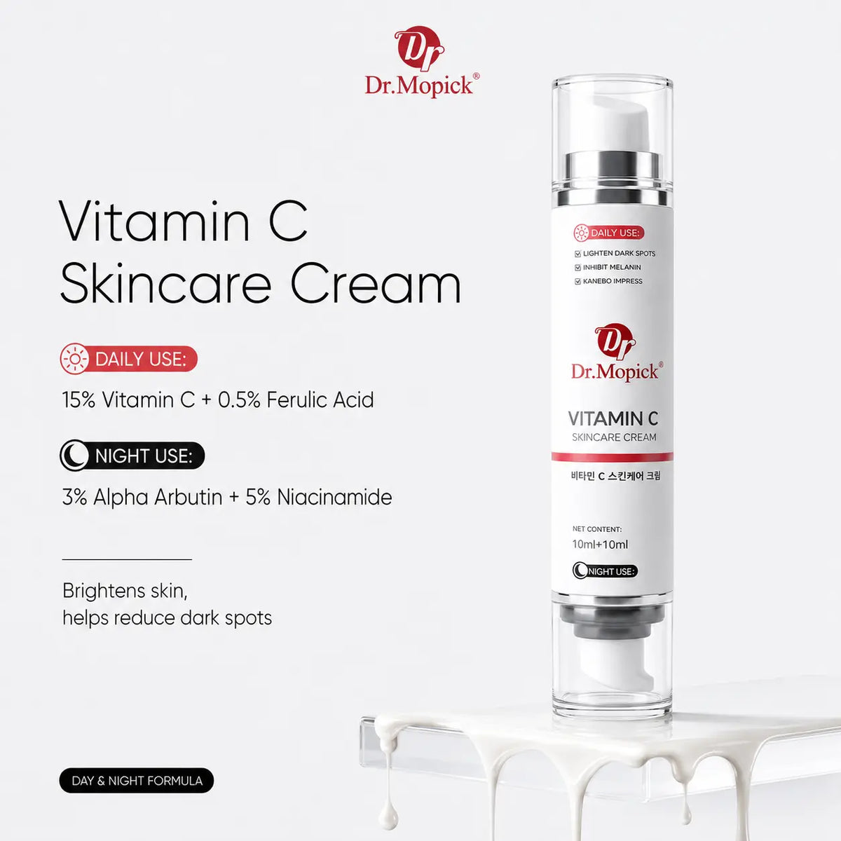 Vitamin C & Niacinamide Face Serum, a Moisturizing Beauty Product That Brightens Dull Skin for a Fresh Glow - Dual Chamber Complex for Day & Night Use, All Skin Types, Hydrate, Face Care Products