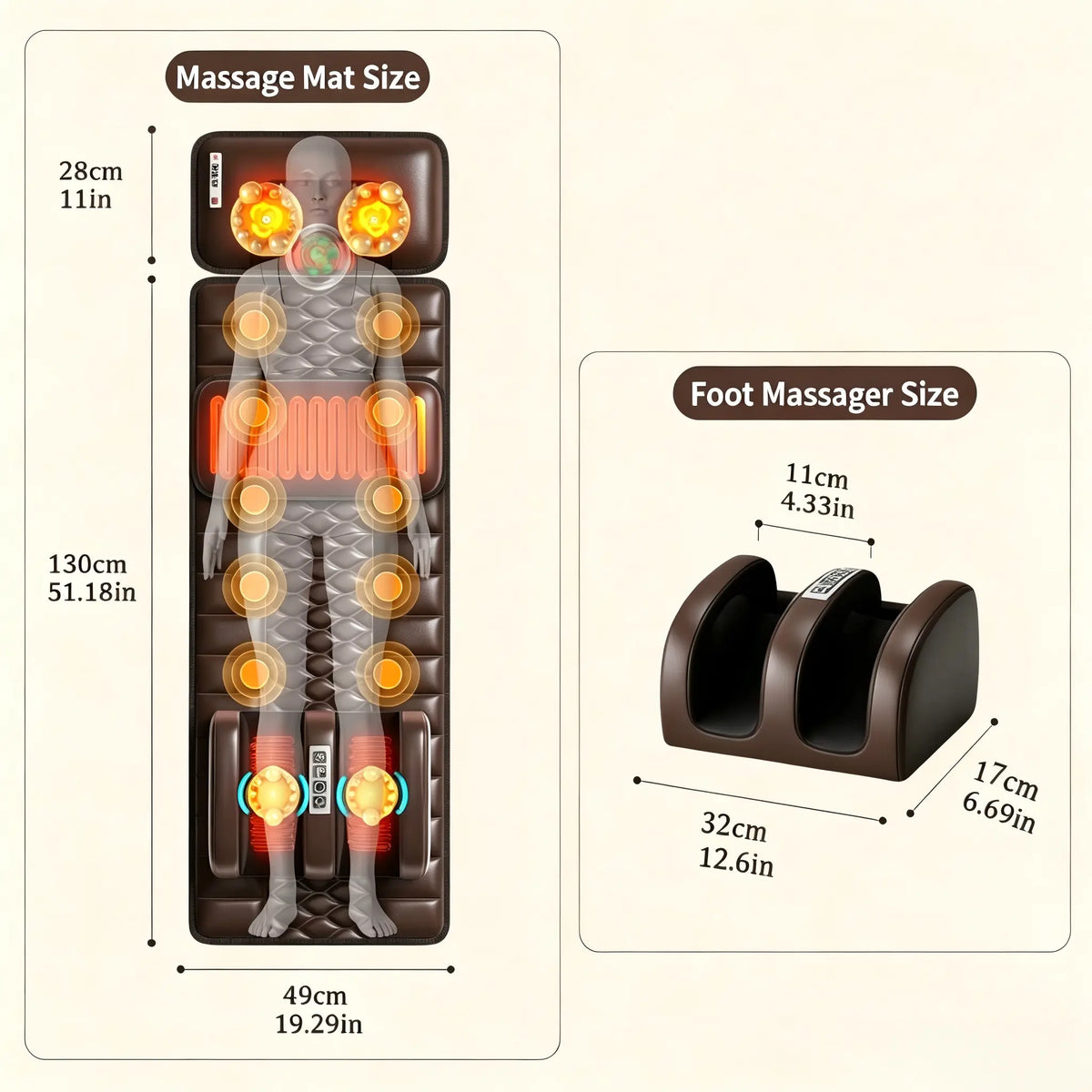 Full Body Heating Massage Pad, Neck & Foot Kneading Massager with Vibration Back Massage, Perfect Birthday Gift for Parents, Suitable for Home and Office
