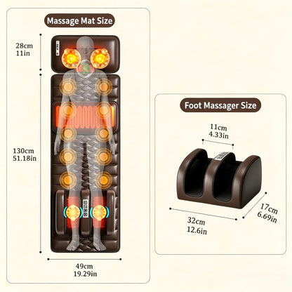 Full Body Heating Massage Pad, Neck & Foot Kneading Massager with Vibration Back Massage, Perfect Birthday Gift for Parents, Suitable for Home and Office