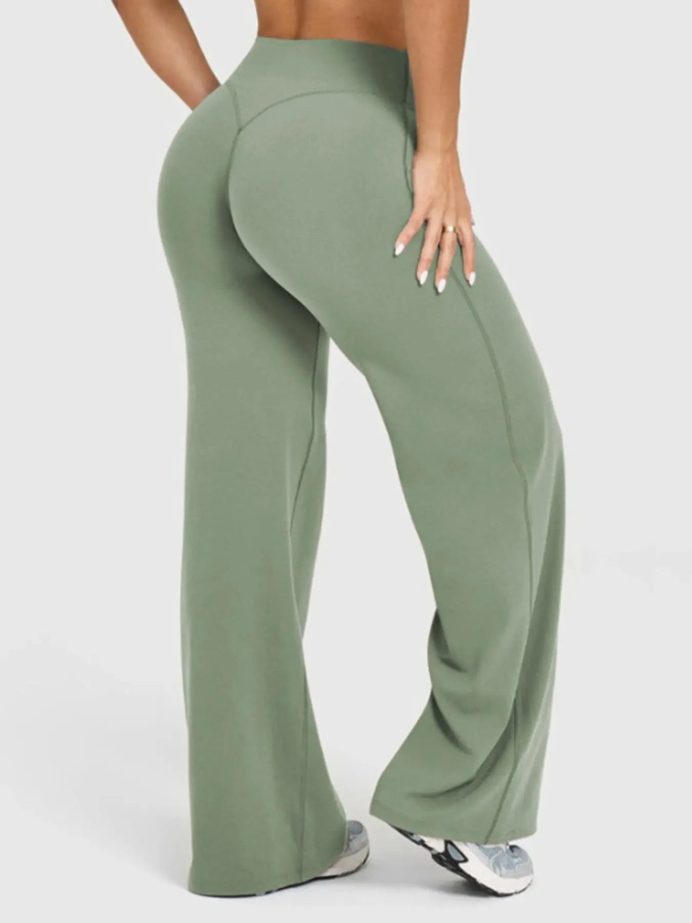 Women'S Two-Piece Set Long Sleeve Top + High Waist Wide Leg Pants, Breathable Sports, Yoga Gym Running, Spring Summer Fitness Wear
