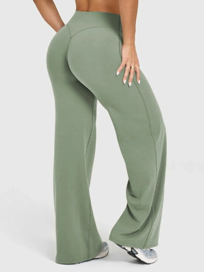 Women'S Two-Piece Set Long Sleeve Top + High Waist Wide Leg Pants, Breathable Sports, Yoga Gym Running, Spring Summer Fitness Wear