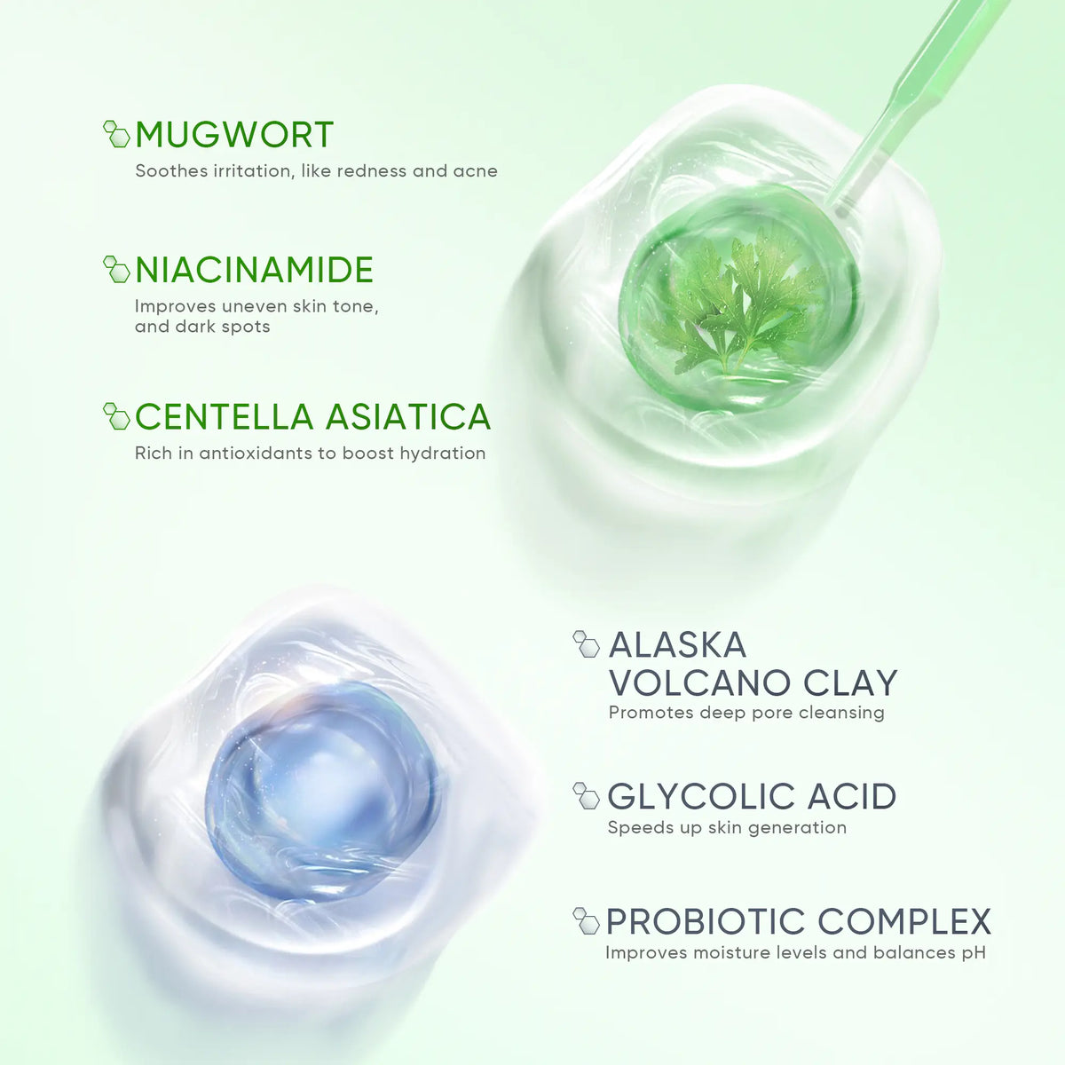 SKINTIFIC Mugwort & Volcano Clay Stick Twin Combo - Glycolic Acid & Salicylic Acid Exfoliating Duo - Gentle Non-Drying Clay Mask Sticks