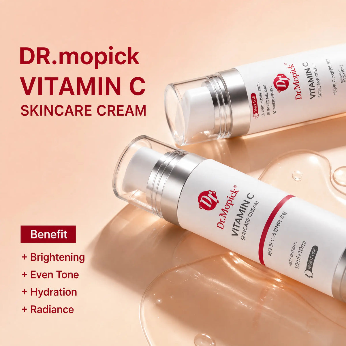 Vitamin C & Niacinamide Face Serum, a Moisturizing Beauty Product That Brightens Dull Skin for a Fresh Glow - Dual Chamber Complex for Day & Night Use, All Skin Types, Hydrate, Face Care Products