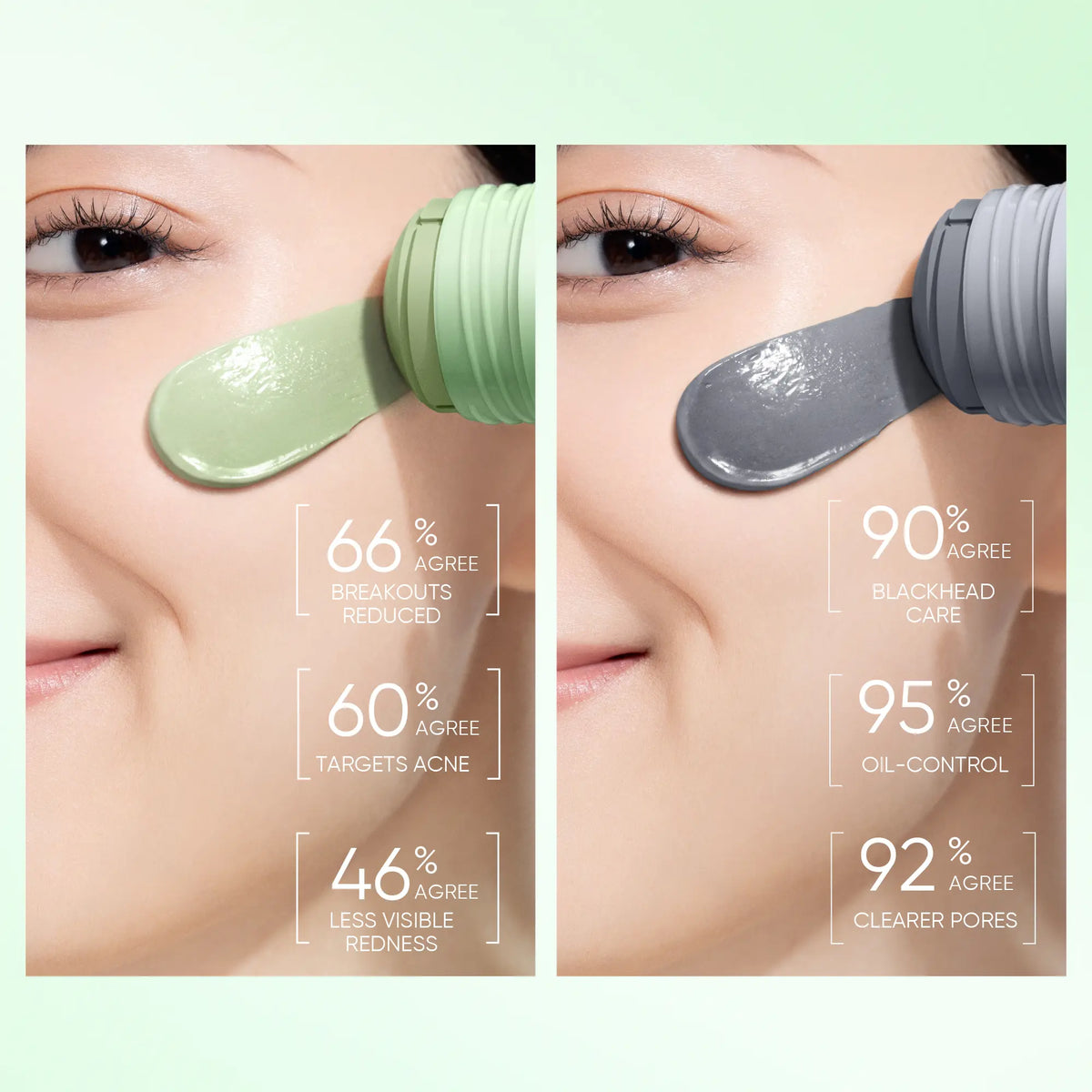 SKINTIFIC Mugwort & Volcano Clay Stick Twin Combo - Glycolic Acid & Salicylic Acid Exfoliating Duo - Gentle Non-Drying Clay Mask Sticks