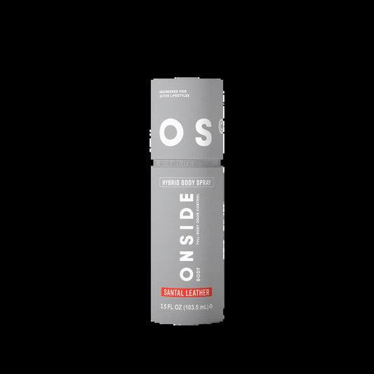 ONSIDE Hybrid Body Spray | Instant Odor Control + Skin Refresh in One | Lightweight, Non-Sticky, All-Day Freshness | Dermatologist Tested | Santal Leather & Eucalyptus Mint | Performance Care